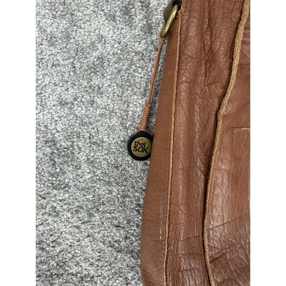 The Sak Brown Distressed Leather Tote Shoulder Bag Boho Slouchy Crossbody